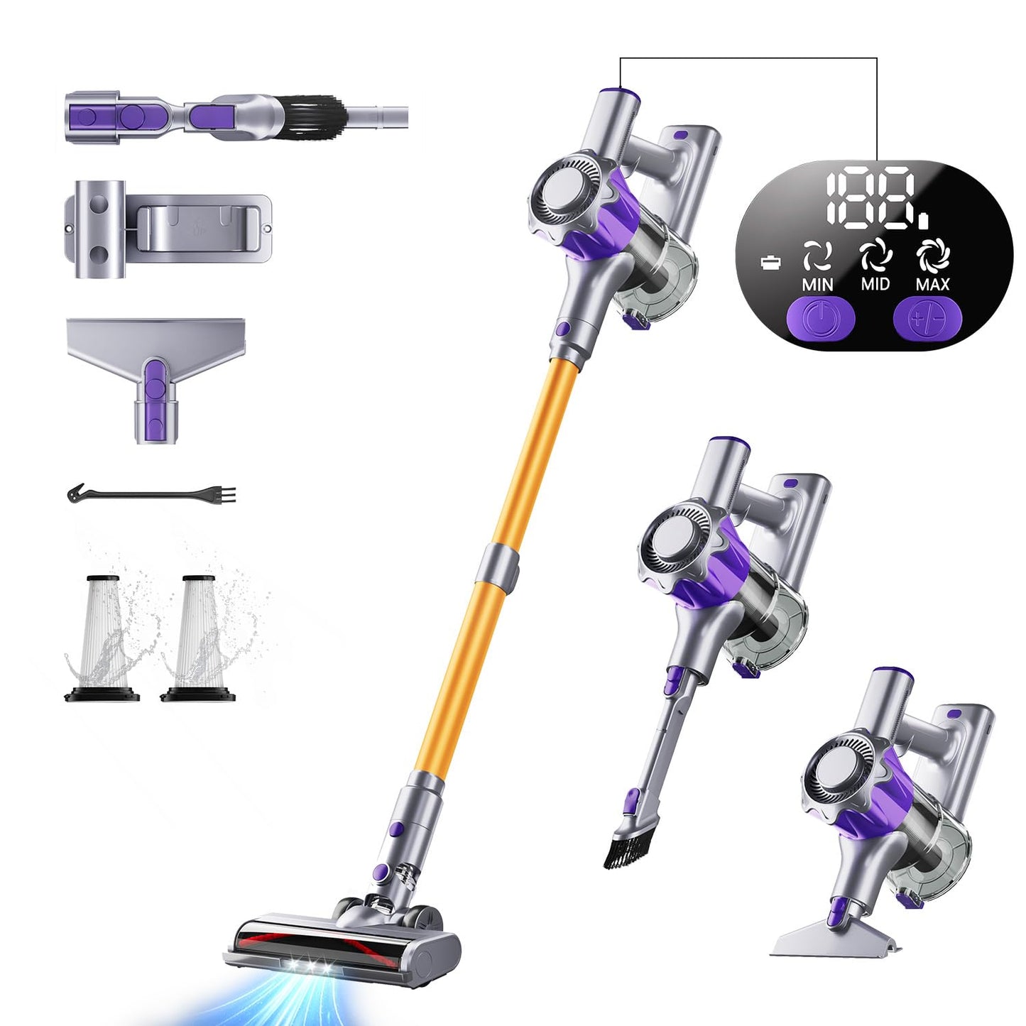 MBYULO Cordless Vacuum Cleaner, 450W 40Kpa Powerful Stick Vacuum, Up to 50Mins Rechargeable Battery, Vacuum Cleaners for Home Anti-Tangled Lightweight Handheld for Hardwood Floor, Carpets, Pet Hair