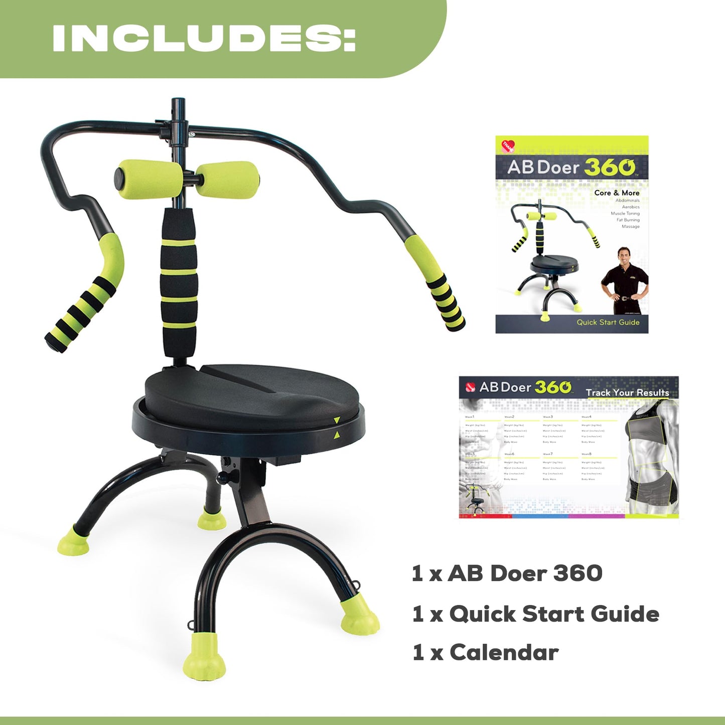 AB Doer 360 AB Doer 360 Fitness System Provides an Abdonimal and Muscle Activating Workout with Aerobics to Burn Calories and Work Muscles Simultaneously!