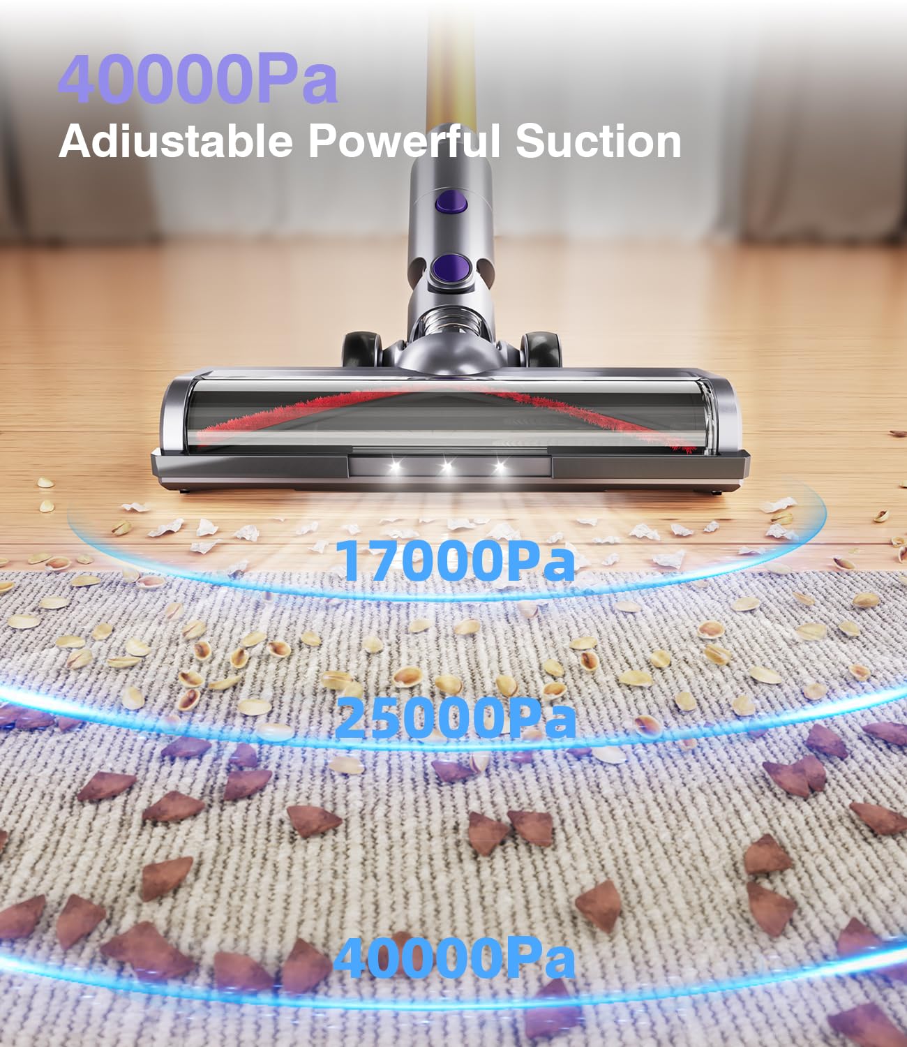 MBYULO Cordless Vacuum Cleaner, 450W 40Kpa Powerful Stick Vacuum, Up to 50Mins Rechargeable Battery, Vacuum Cleaners for Home Anti-Tangled Lightweight Handheld for Hardwood Floor, Carpets, Pet Hair